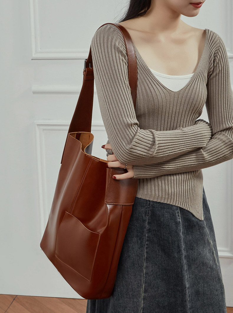 DEEPKEE original nubuck handmade full-grain genuine leather cowhide bag 頭層植鞣牛皮大包 真皮托特包 單肩手提包 3229 號