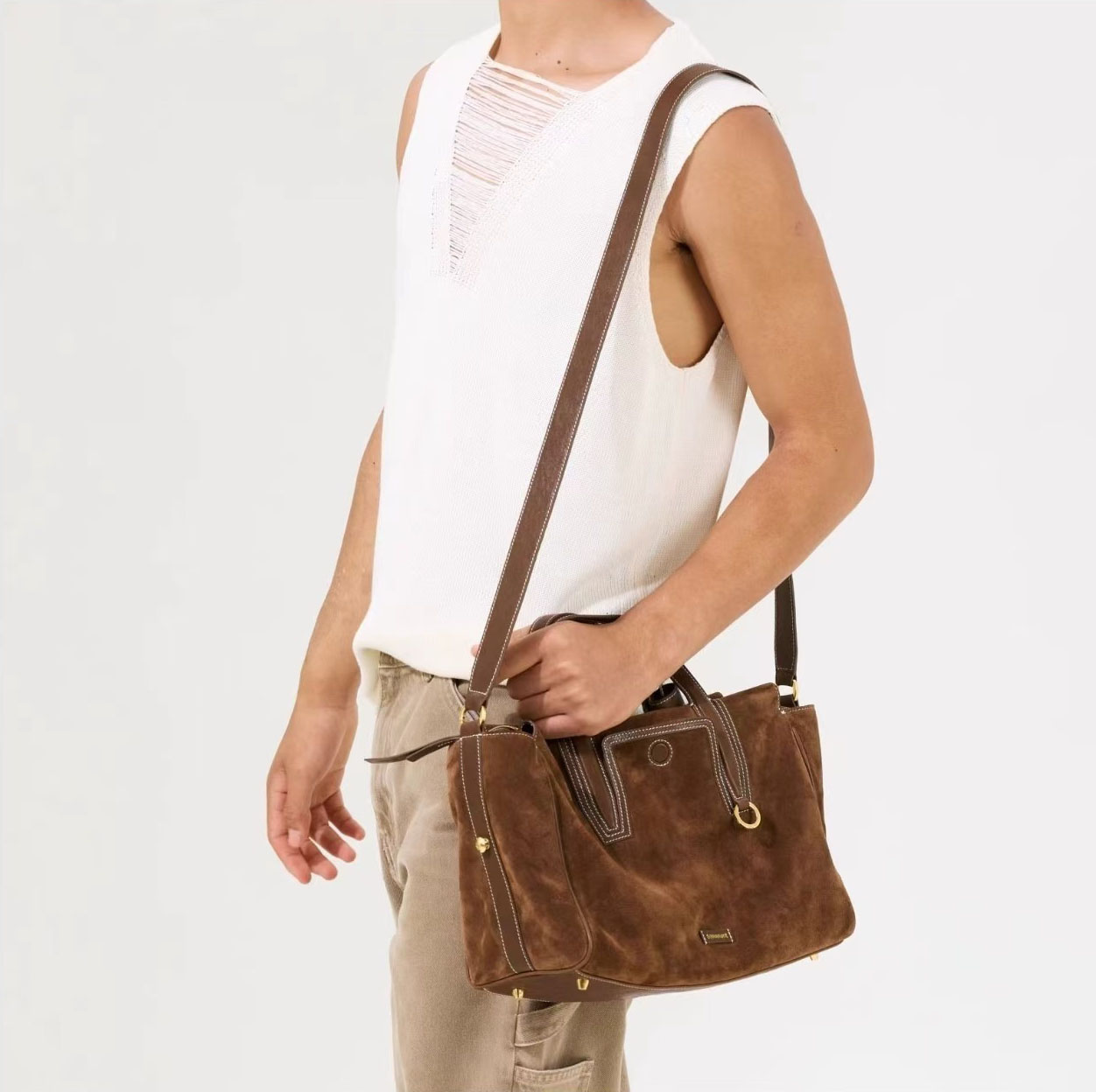 DEEPKEE original nubuck handmade full-grain genuine leather cowhide bag 循跡見物波士頓旅行包 328 號