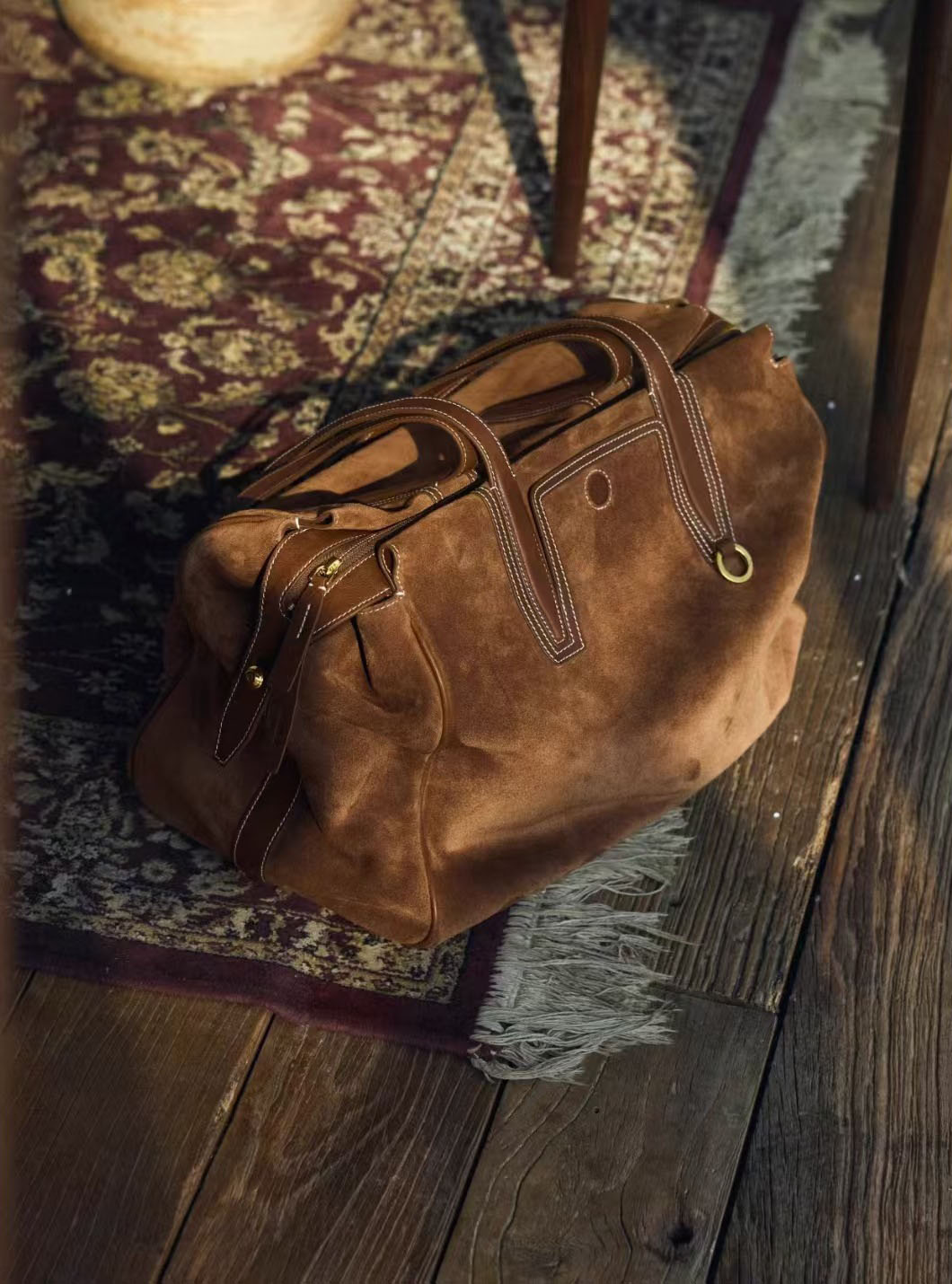 DEEPKEE original nubuck handmade full-grain genuine leather cowhide bag 循跡見物波士頓旅行包 328 號