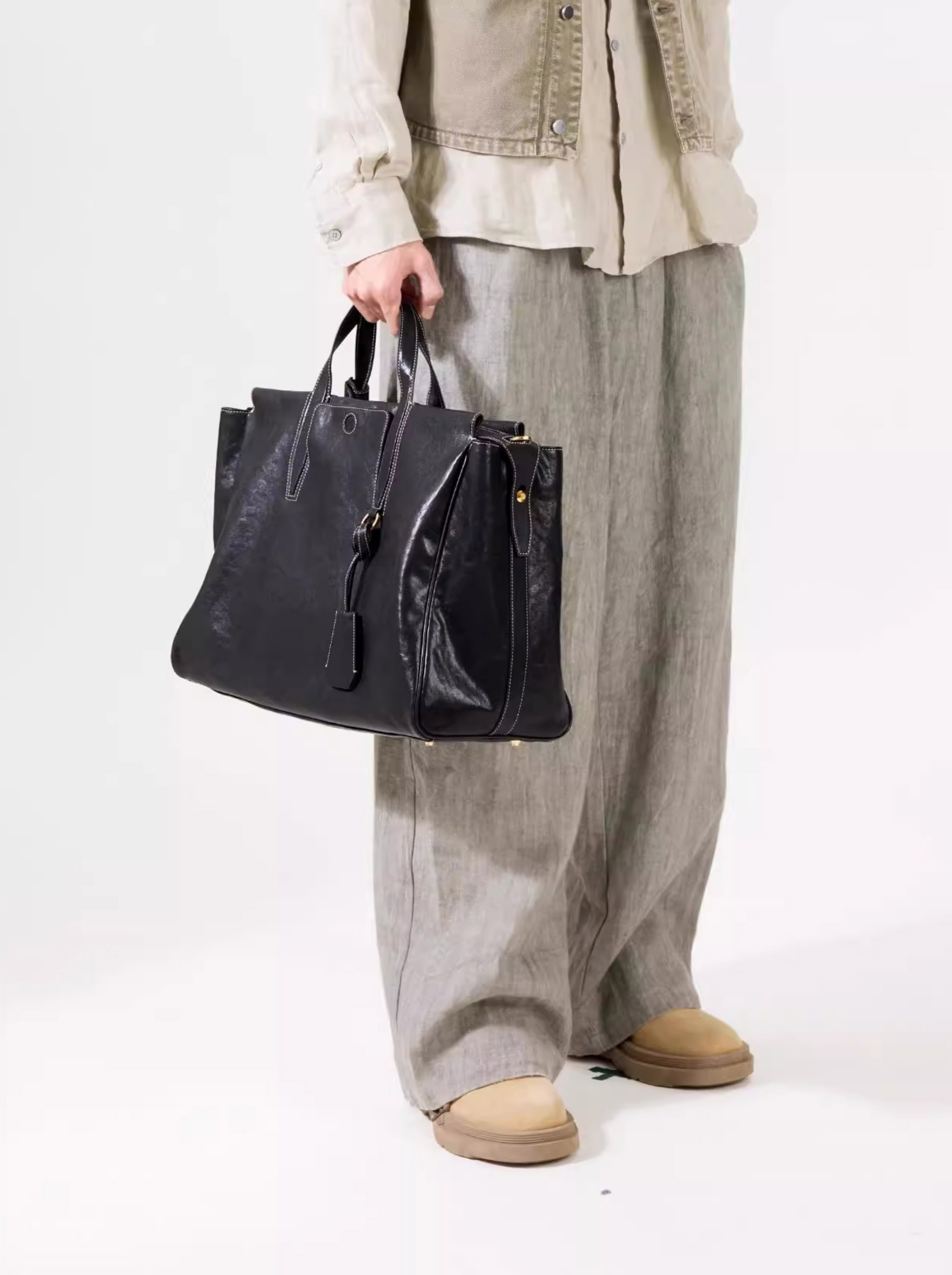 DEEPKEE original nubuck handmade full-grain genuine leather cowhide bag 循跡見物波士頓旅行包 328 號