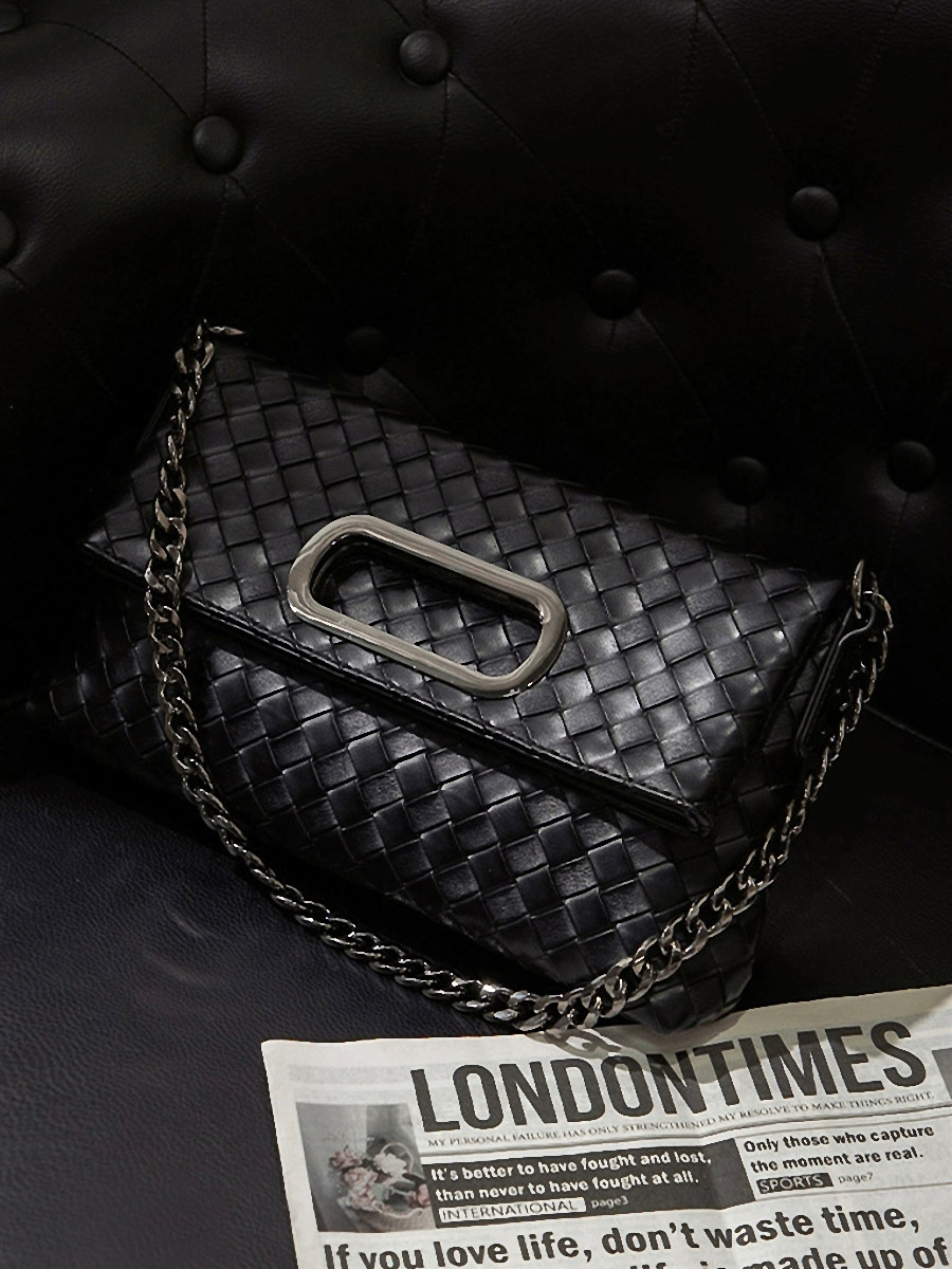 DEEPKEE original nubuck handmade full-grain genuine leather cowhide bag 真皮編織包 折疊菱格鍊條包 38002 號