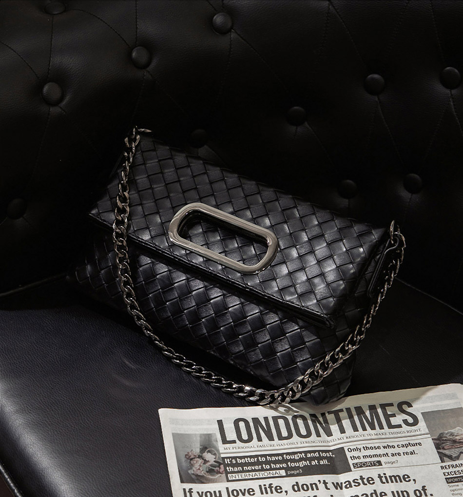 DEEPKEE original nubuck handmade full-grain genuine leather cowhide bag 真皮編織包 折疊菱格鍊條包 38002 號