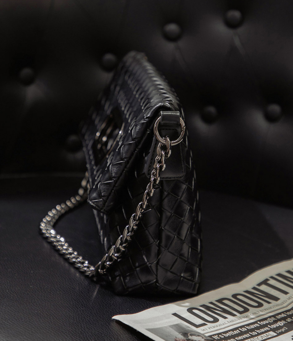 DEEPKEE original nubuck handmade full-grain genuine leather cowhide bag 真皮編織包 折疊菱格鍊條包 38002 號