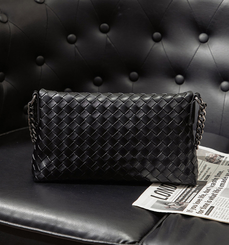 DEEPKEE original nubuck handmade full-grain genuine leather cowhide bag 真皮編織包 折疊菱格鍊條包 38002 號