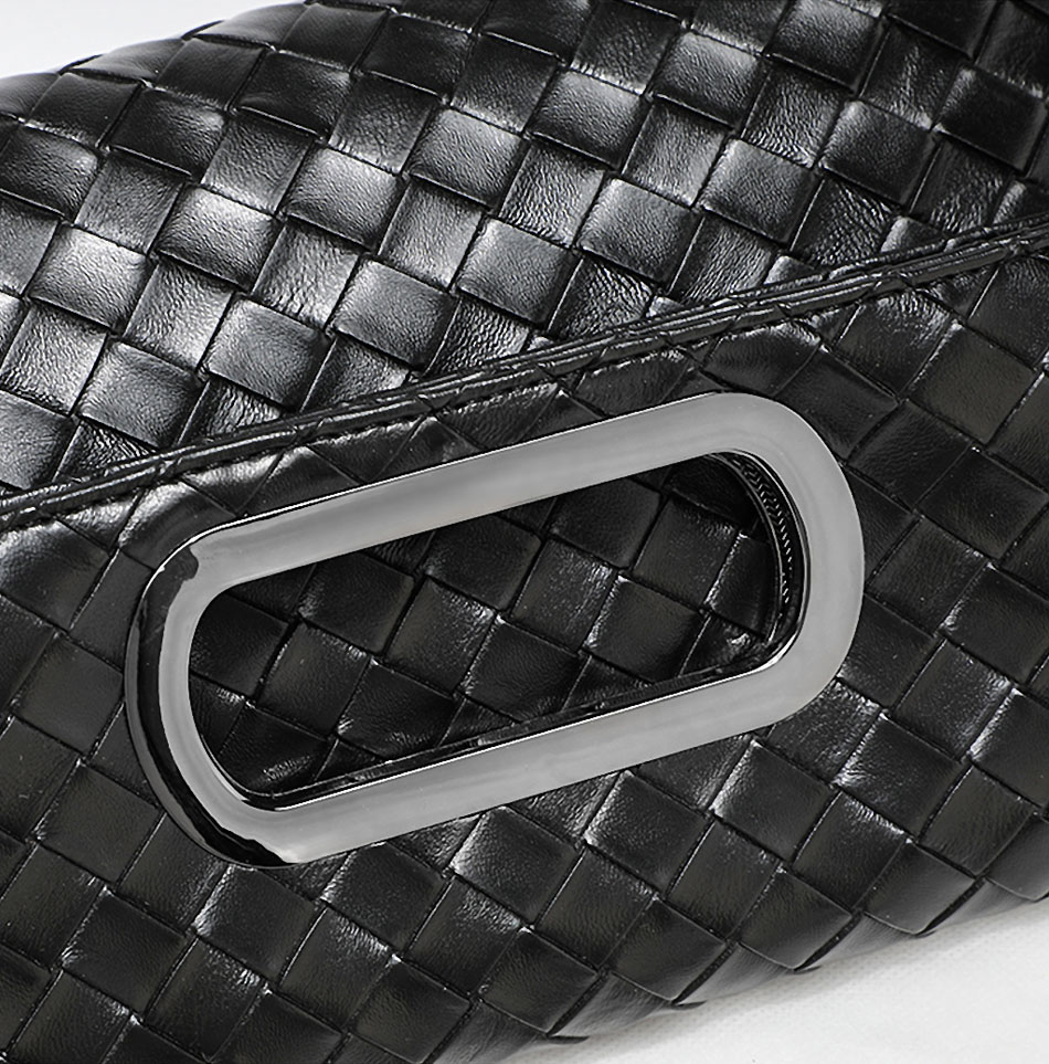 DEEPKEE original nubuck handmade full-grain genuine leather cowhide bag 真皮編織包 折疊菱格鍊條包 38002 號