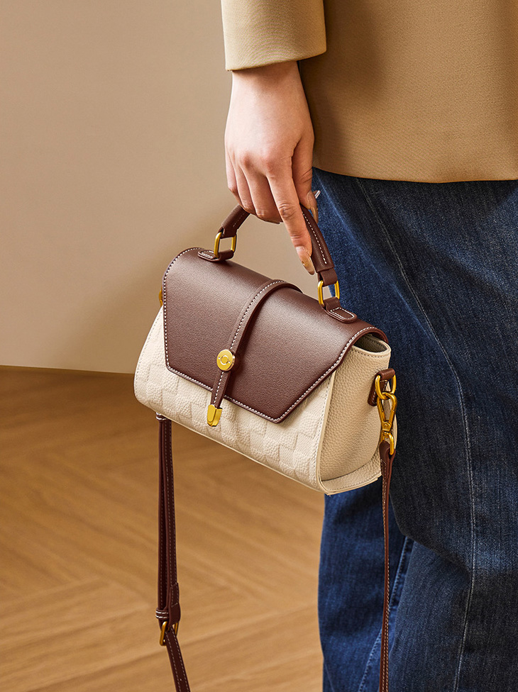 DEEPKEE original nubuck handmade full-grain genuine leather cowhide bag 真皮斜挎蘭杜女士包包 400 號