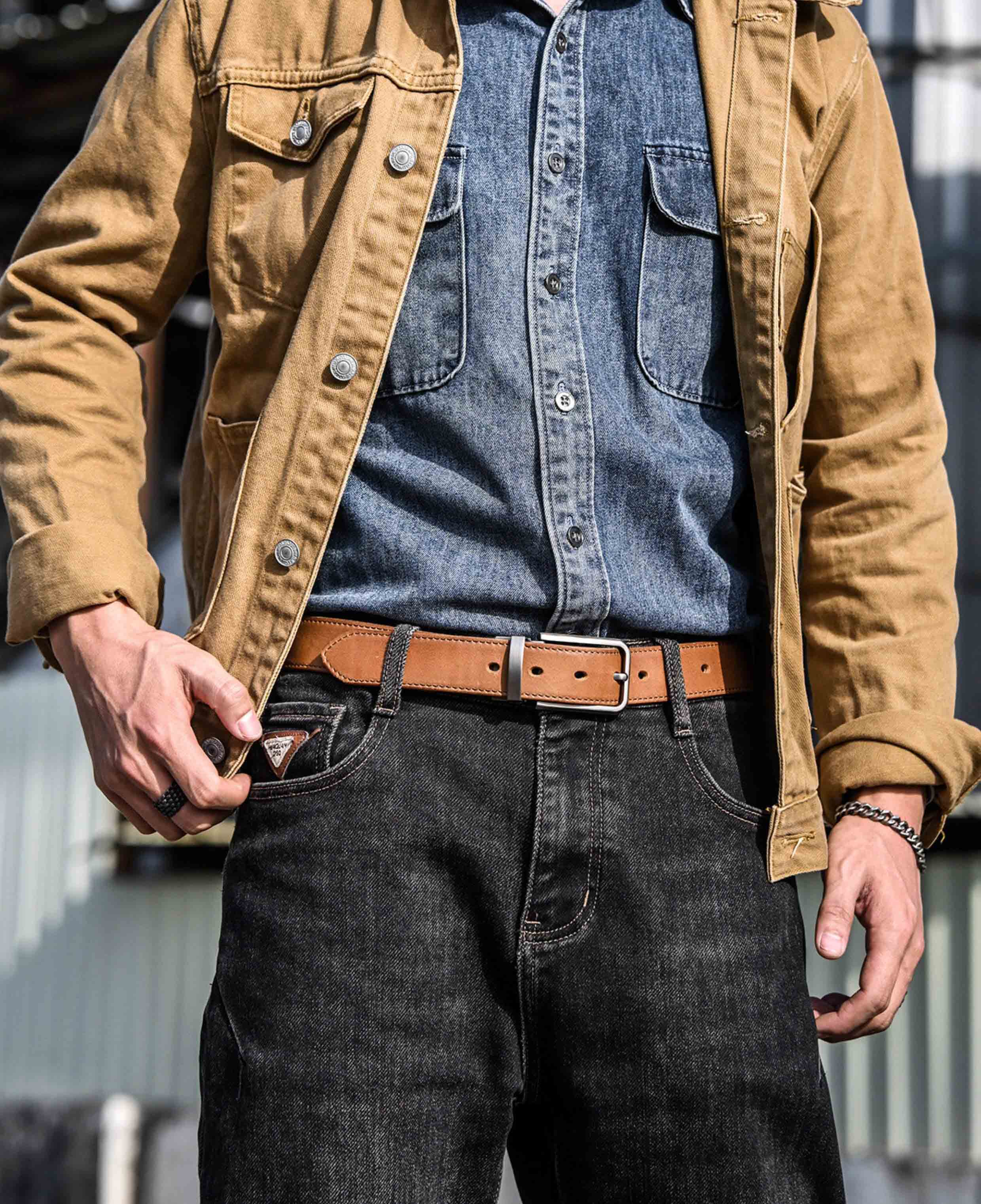 DEEPKEE 手作り純牛皮針扣腰帶 455 號