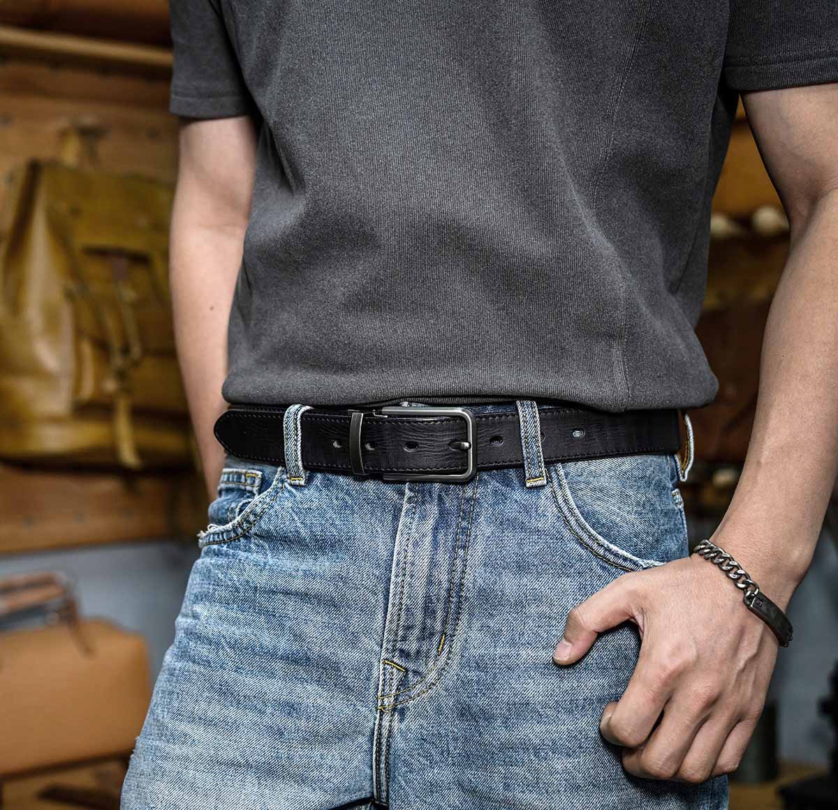 DEEPKEE 手作り純牛皮針扣腰帶 455 號