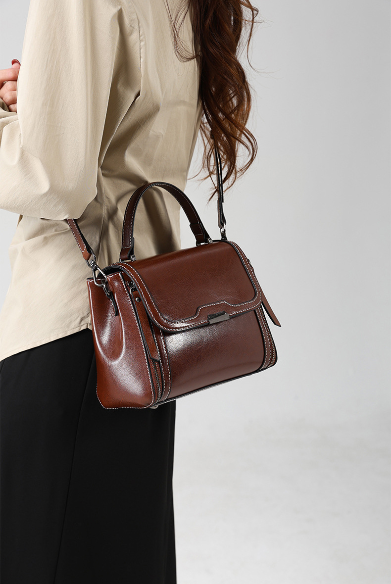 DEEPKEE original nubuck handmade full-grain genuine leather cowhide bag 真皮レトロ手提單肩包 6241 號