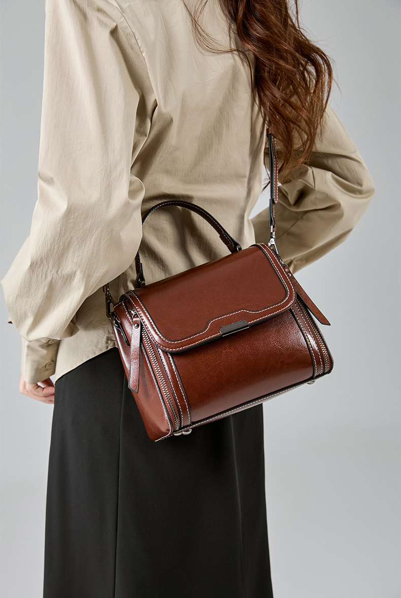 DEEPKEE original nubuck handmade full-grain genuine leather cowhide bag 真皮レトロ手提單肩包 6241 號