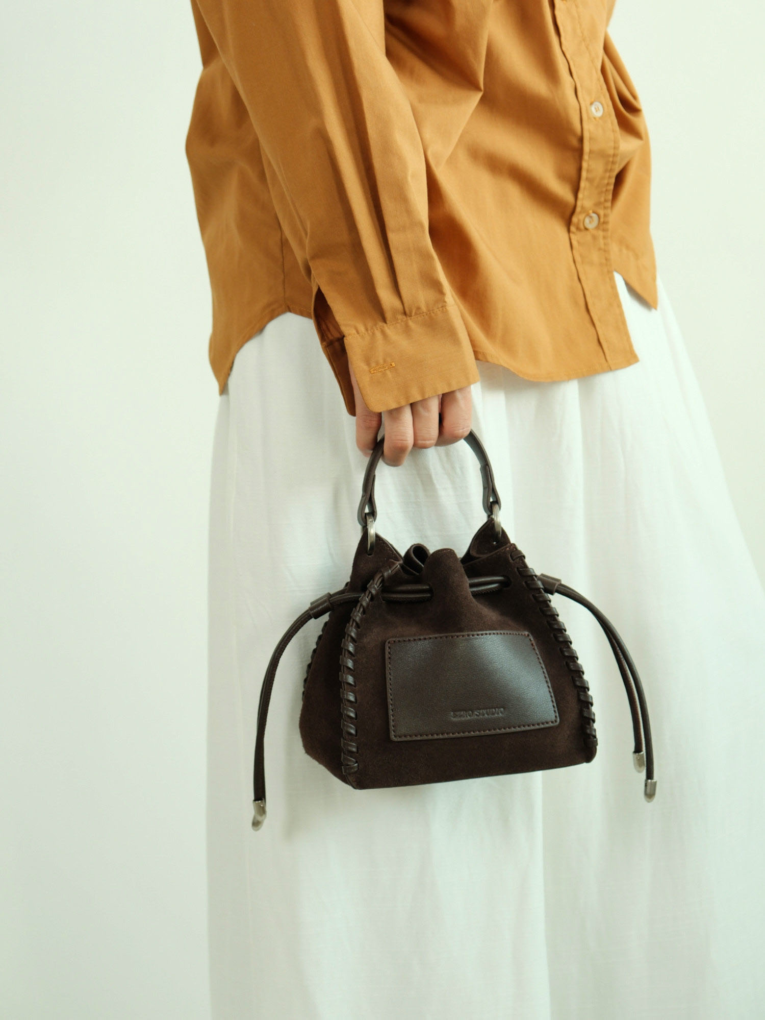 DEEPKEE 磨砂牛皮拼色抽繩福袋包 6267 號