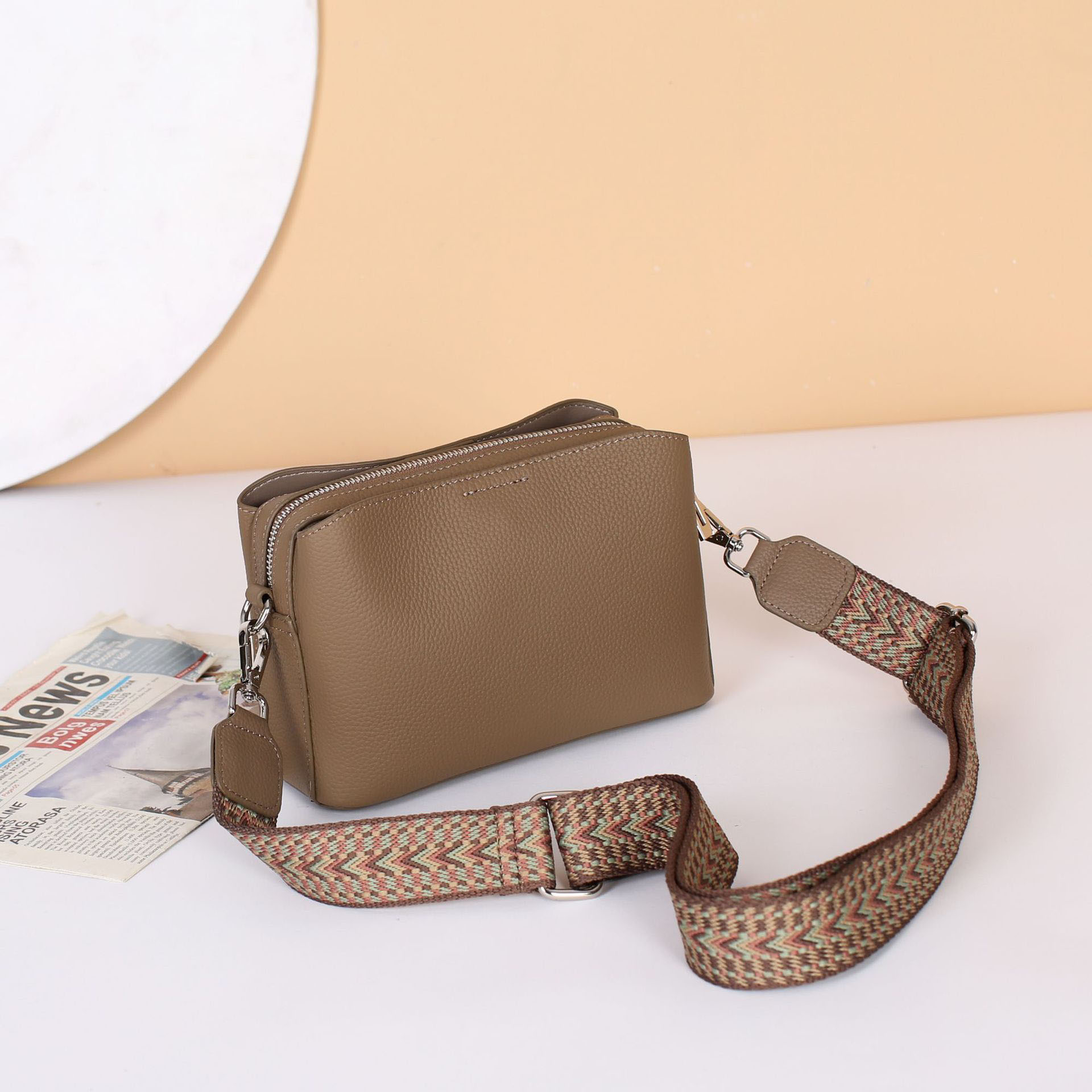 DEEPKEE original nubuck handmade full-grain genuine leather cowhide bag 真皮女包小方包高級感斜挎包時尚百搭 6716 號