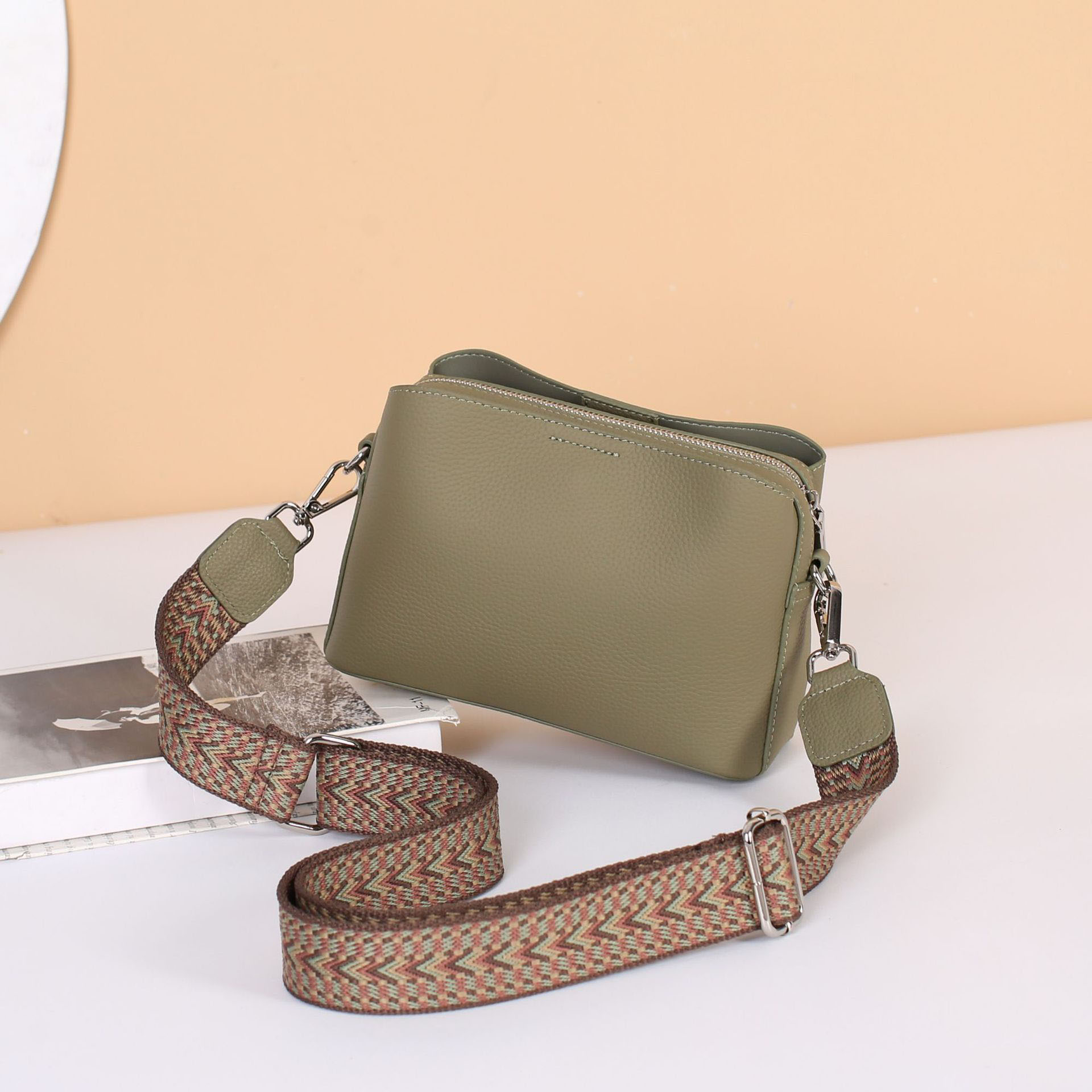 DEEPKEE original nubuck handmade full-grain genuine leather cowhide bag 真皮女包小方包高級感斜挎包時尚百搭 6716 號