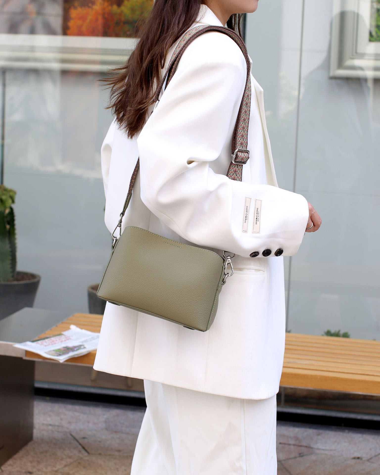 DEEPKEE original nubuck handmade full-grain genuine leather cowhide bag 真皮女包小方包高級感斜挎包時尚百搭 6716 號