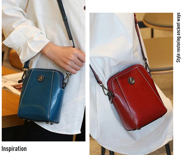 DEEPKEE original nubuck handmade full-grain genuine leather cowhide bag 牛皮手機包女拉鍊小包 6881 號