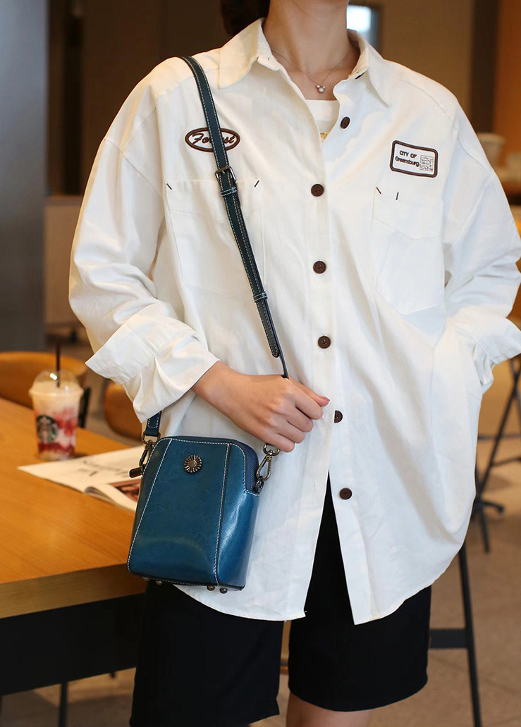 DEEPKEE original nubuck handmade full-grain genuine leather cowhide bag 牛皮手機包女拉鍊小包 6881 號