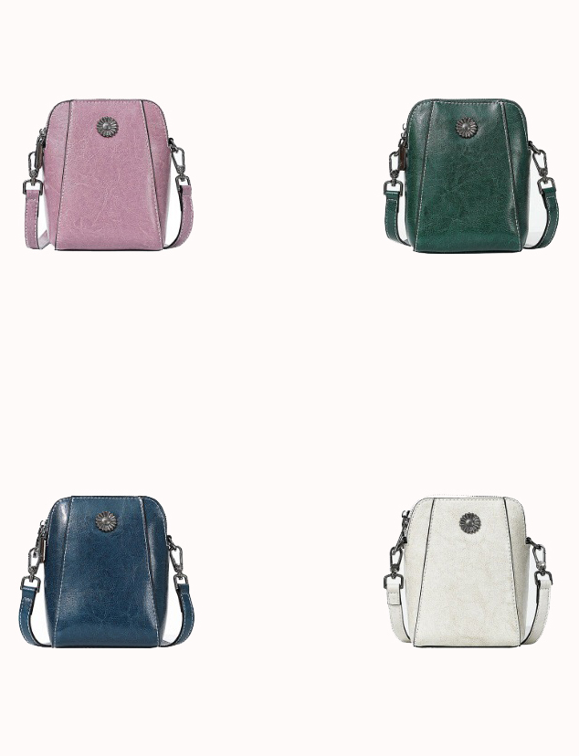 DEEPKEE original nubuck handmade full-grain genuine leather cowhide bag 牛皮手機包女拉鍊小包 6881 號