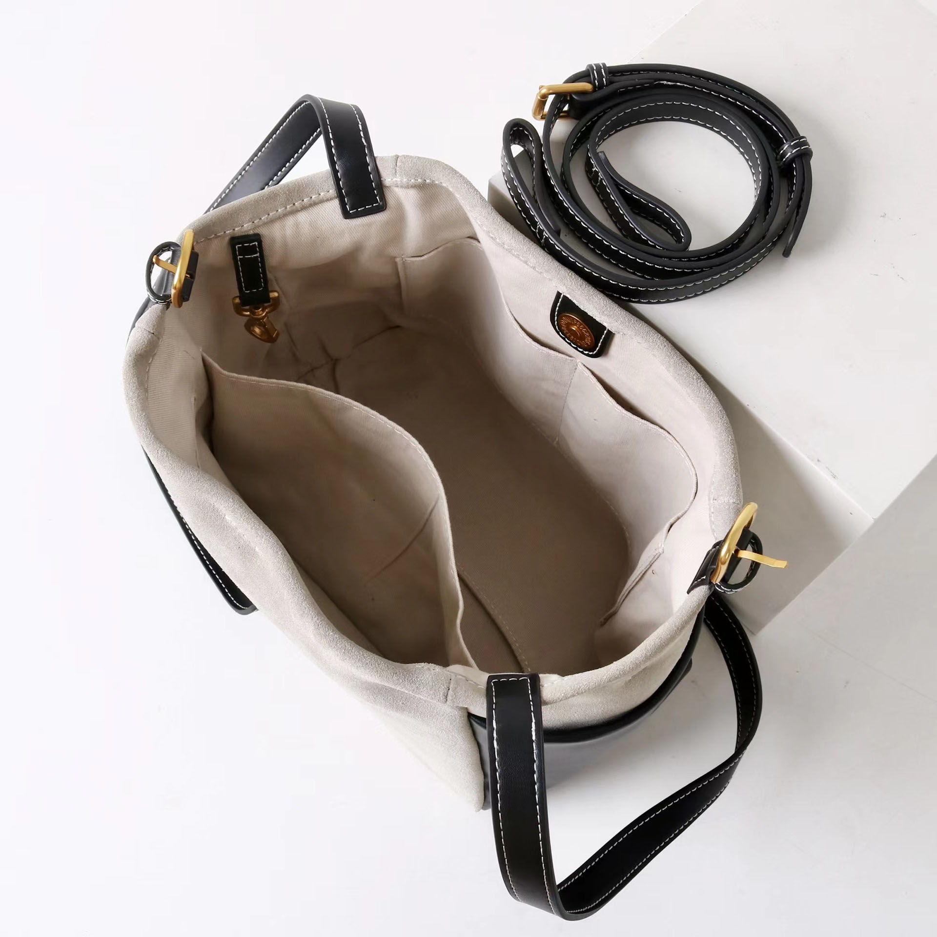 DEEPKEE original nubuck handmade full-grain genuine leather cowhide bag 簡約高級磨砂牛皮托特水桶包 7035 號