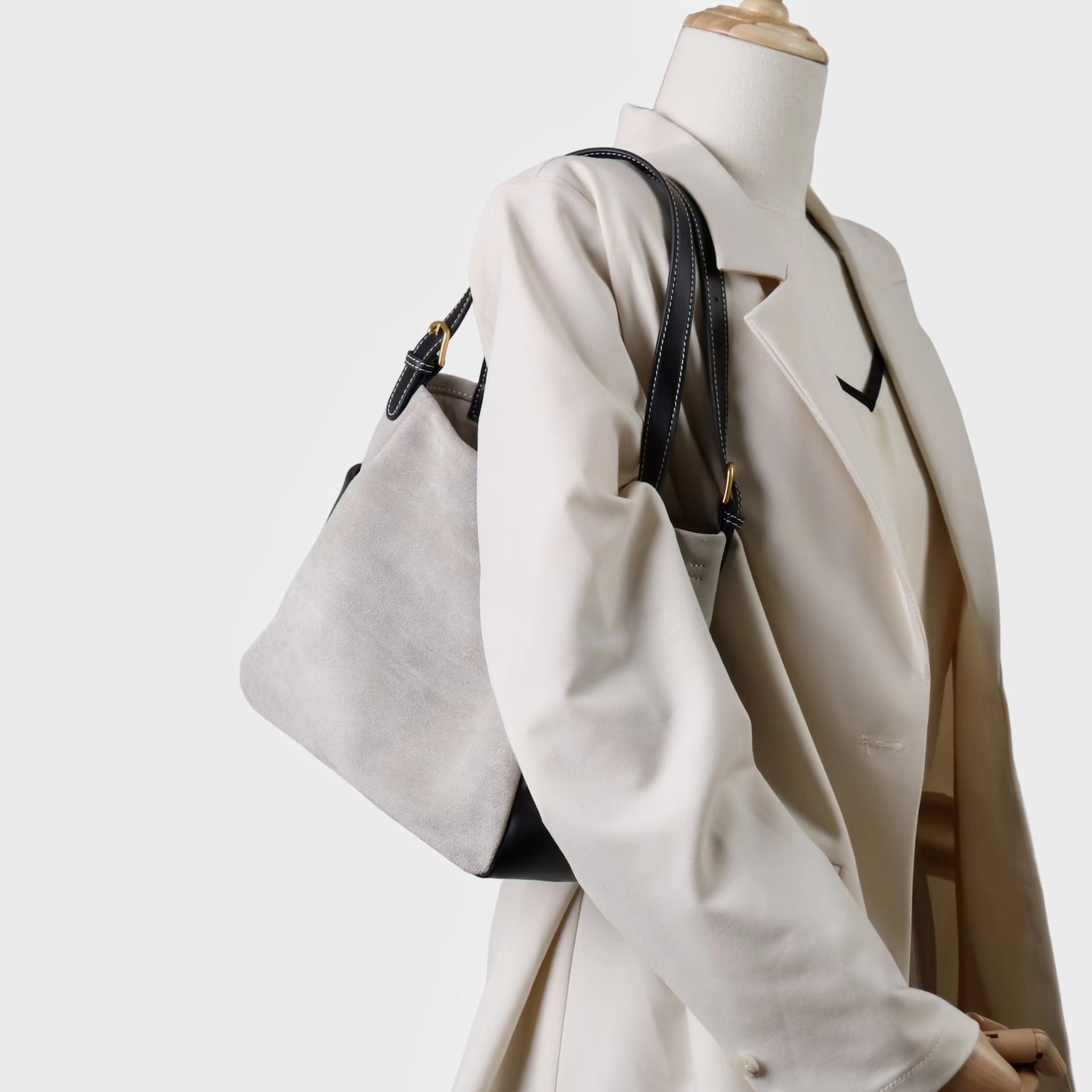 DEEPKEE original nubuck handmade full-grain genuine leather cowhide bag 簡約高級磨砂牛皮托特水桶包 7035 號