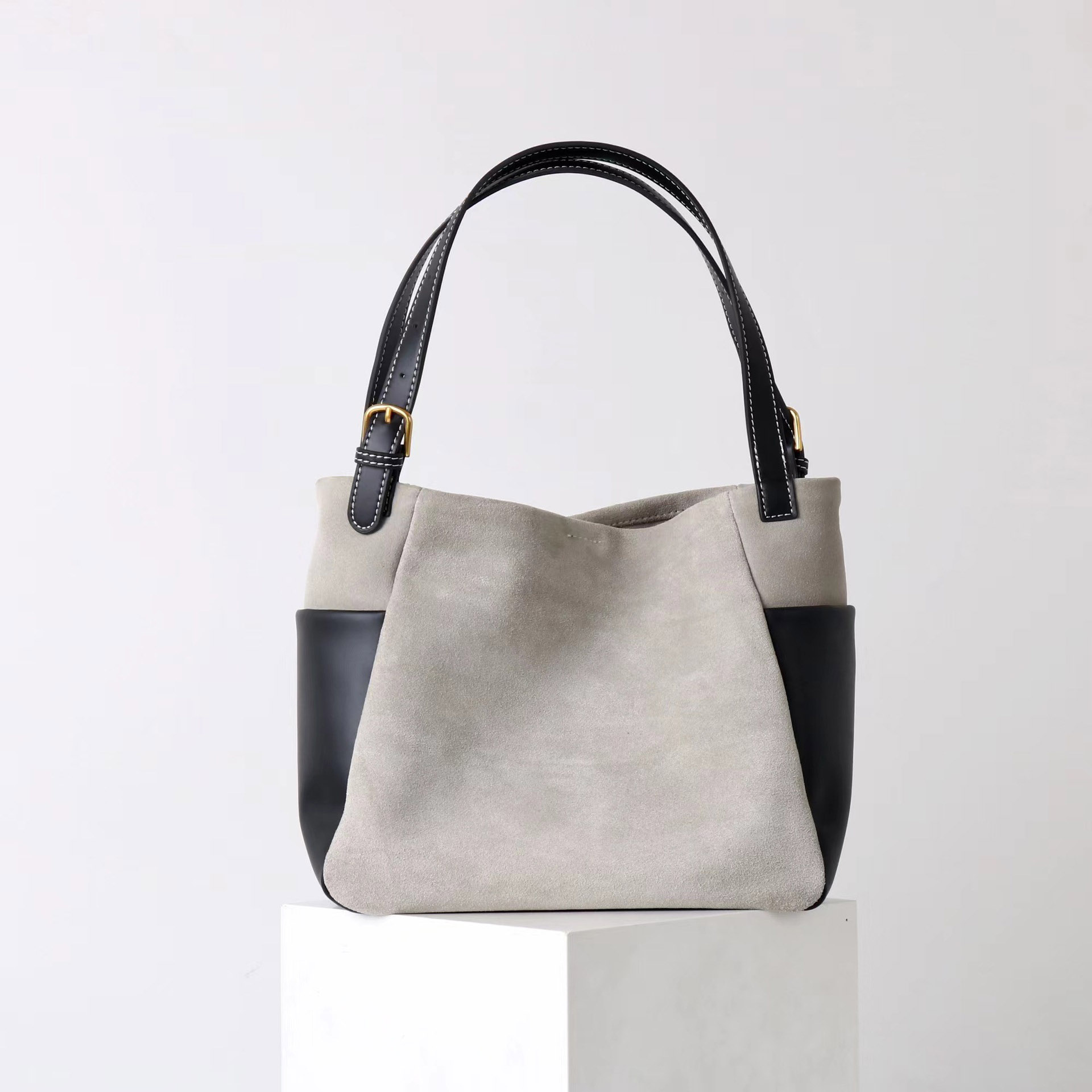 DEEPKEE original nubuck handmade full-grain genuine leather cowhide bag 簡約高級磨砂牛皮托特水桶包 7035 號