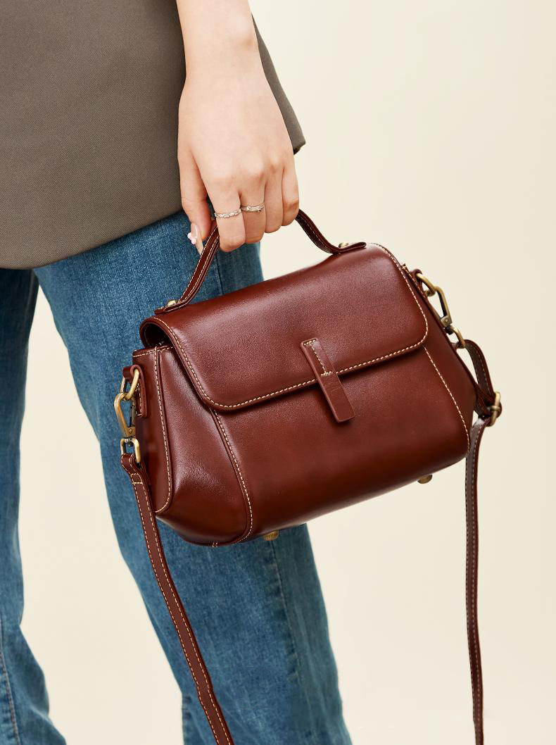 DEEPKEE original nubuck handmade full-grain genuine leather cowhide bag 牛皮貝殼女包 7143-D 號