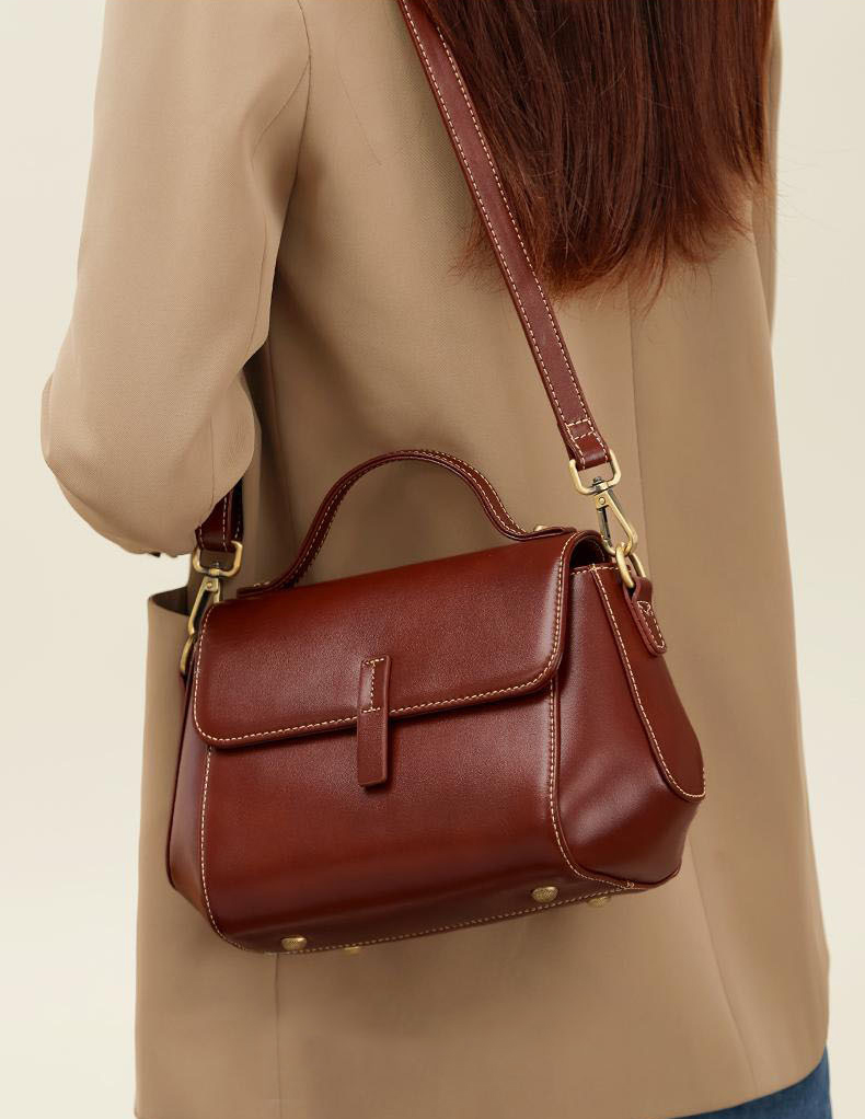 DEEPKEE original nubuck handmade full-grain genuine leather cowhide bag 牛皮貝殼女包 7143-D 號