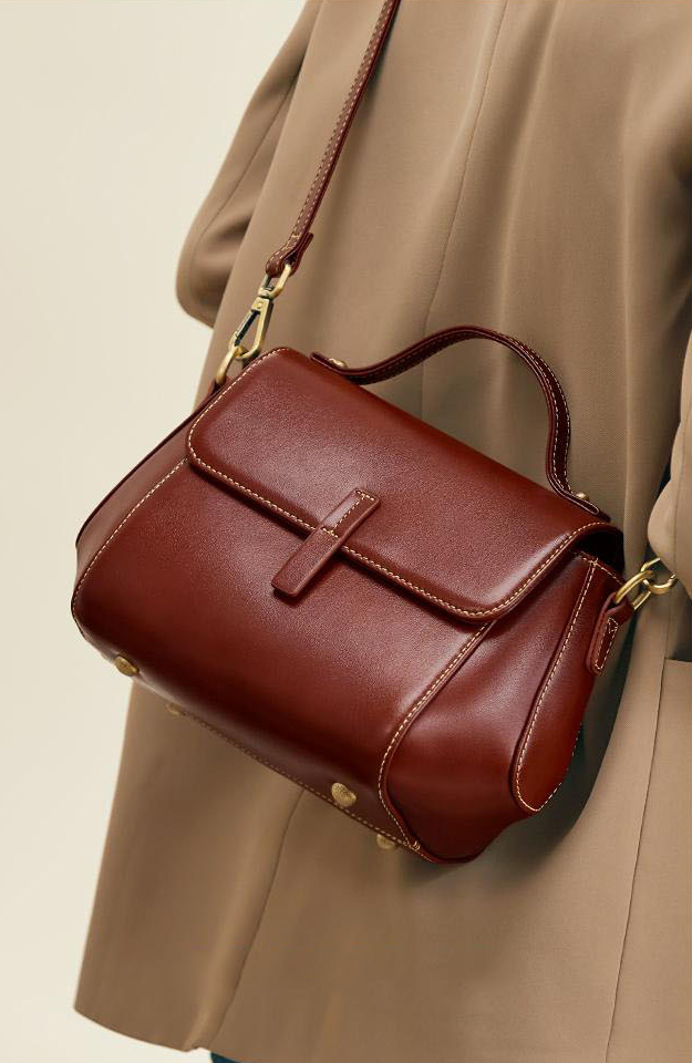 DEEPKEE original nubuck handmade full-grain genuine leather cowhide bag 牛皮貝殼女包 7143-D 號