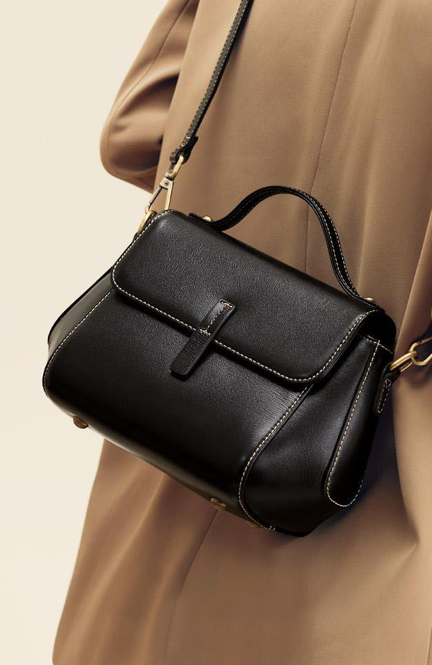 DEEPKEE original nubuck handmade full-grain genuine leather cowhide bag 牛皮貝殼女包 7143-D 號