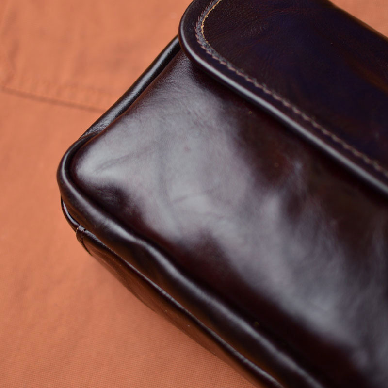 DEEPKEE original nubuck handmade full-grain genuine leather cowhide bag 男士車縫線工藝拉鍊包蓋式斜挎包 75167 號