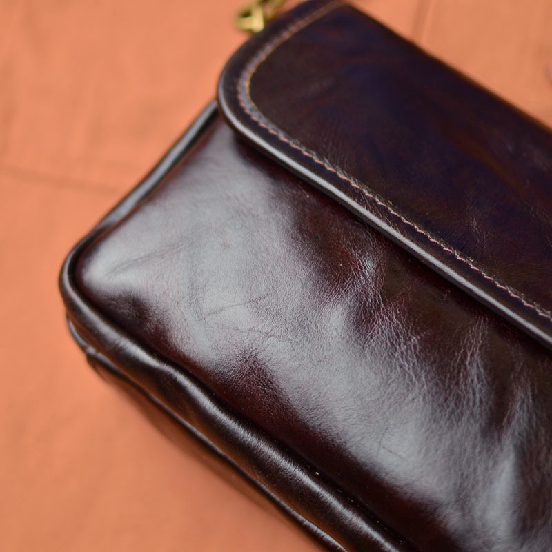 DEEPKEE original nubuck handmade full-grain genuine leather cowhide bag 男士車縫線工藝拉鍊包蓋式斜挎包 75167 號