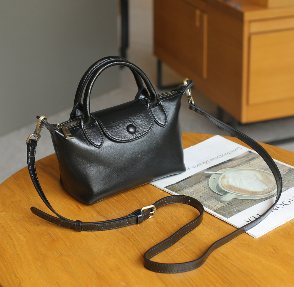 DEEPKEE 頭層植鞣牛皮餃子包 復古百搭女包 斜挎小包 77158 號