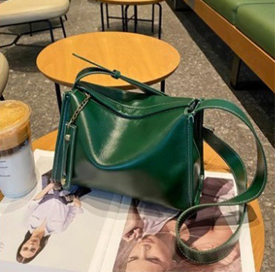 DEEPKEE original nubuck handmade full-grain genuine leather cowhide bag 牛皮女包法式百搭小眾單肩包 77168 號