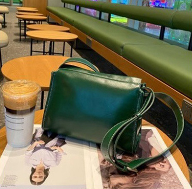 DEEPKEE original nubuck handmade full-grain genuine leather cowhide bag 牛皮女包法式百搭小眾單肩包 77168 號