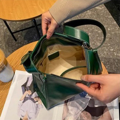 DEEPKEE original nubuck handmade full-grain genuine leather cowhide bag 牛皮女包法式百搭小眾單肩包 77168 號