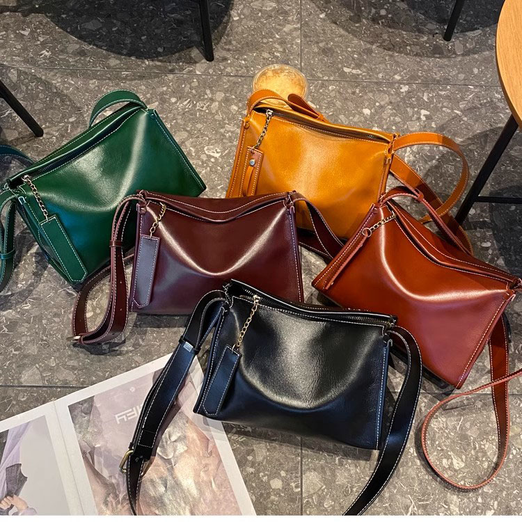 DEEPKEE original nubuck handmade full-grain genuine leather cowhide bag 牛皮女包法式百搭小眾單肩包 77168 號