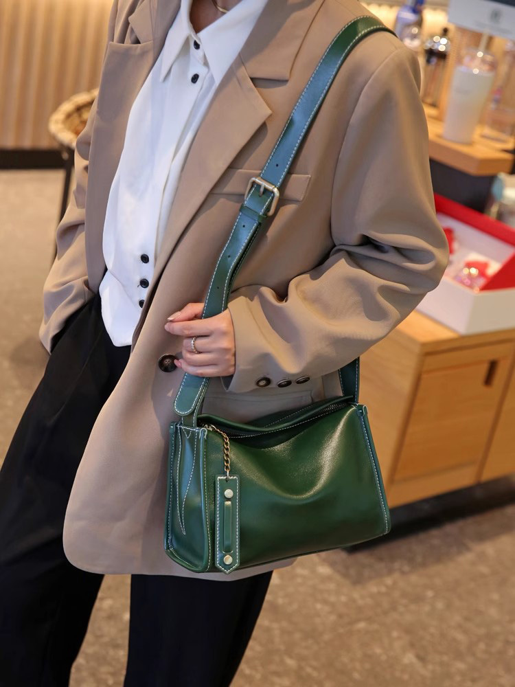 DEEPKEE original nubuck handmade full-grain genuine leather cowhide bag 牛皮女包法式百搭小眾單肩包 77168 號