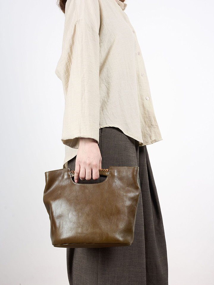 DEEPKEE 復古頭層樹膏植鞣牛皮女士包袋 質感真皮軟包 78817 號