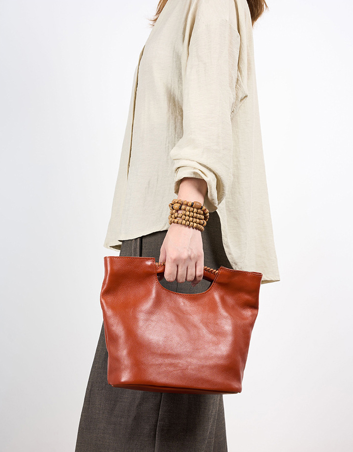 DEEPKEE 復古頭層樹膏植鞣牛皮女士包袋 質感真皮軟包 78817 號