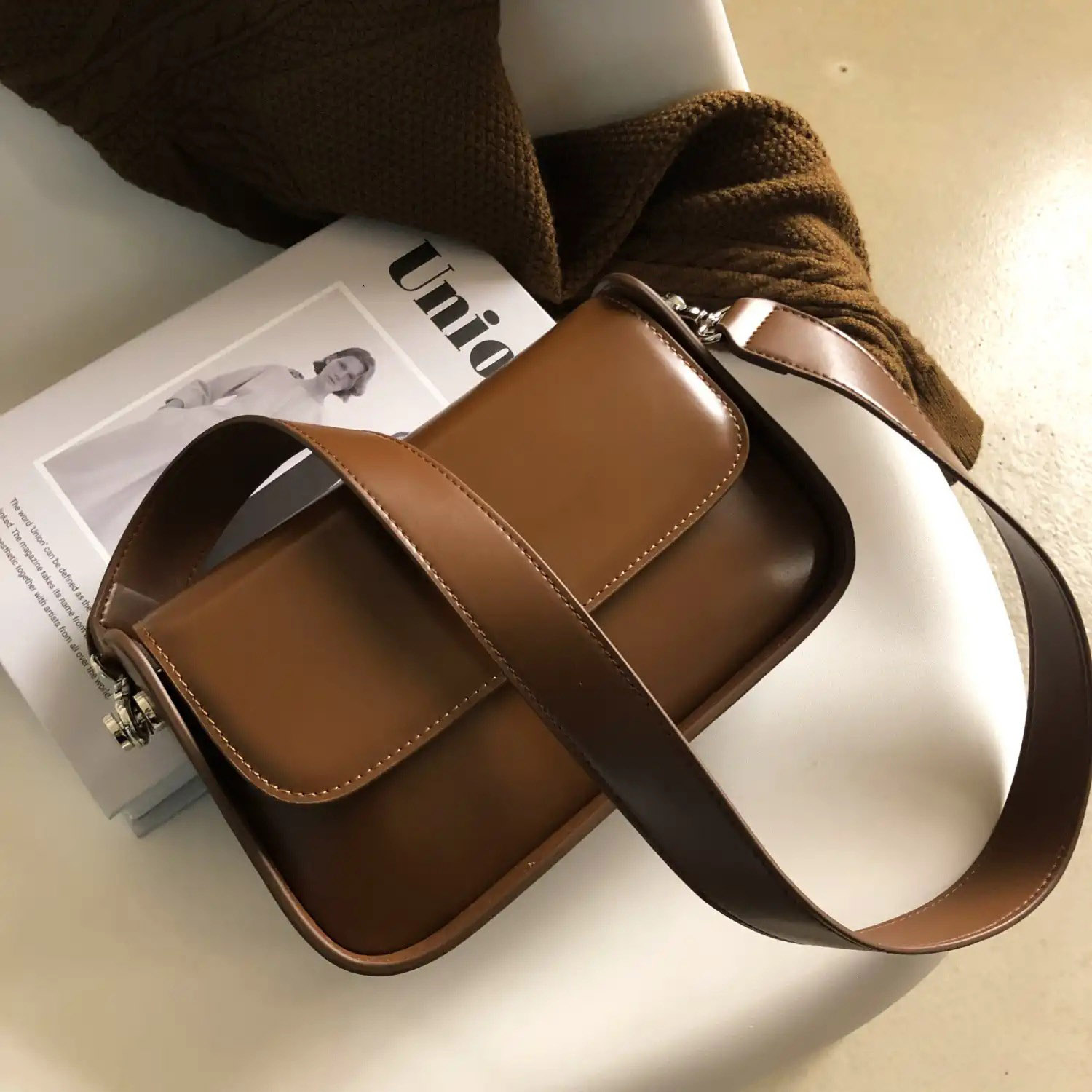 DEEPKEE 百搭單肩&斜挎真皮小方包 8029 號