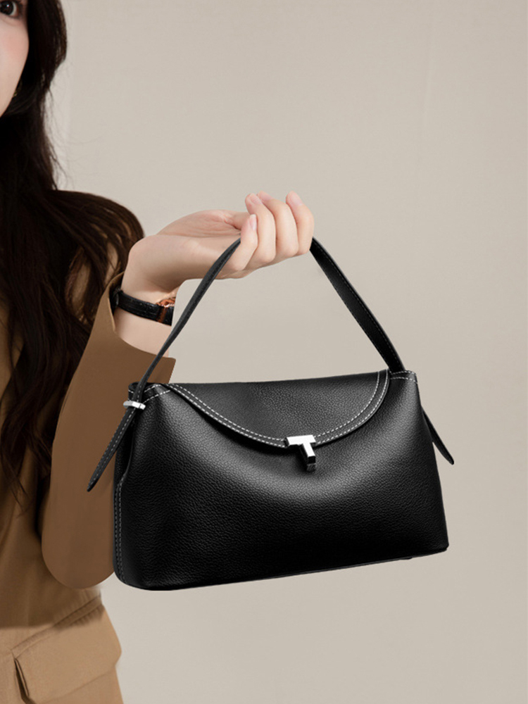 DEEPKEE original nubuck handmade full-grain genuine leather cowhide bag T 字鎖扣紋理感皮革手拿包 8093 號