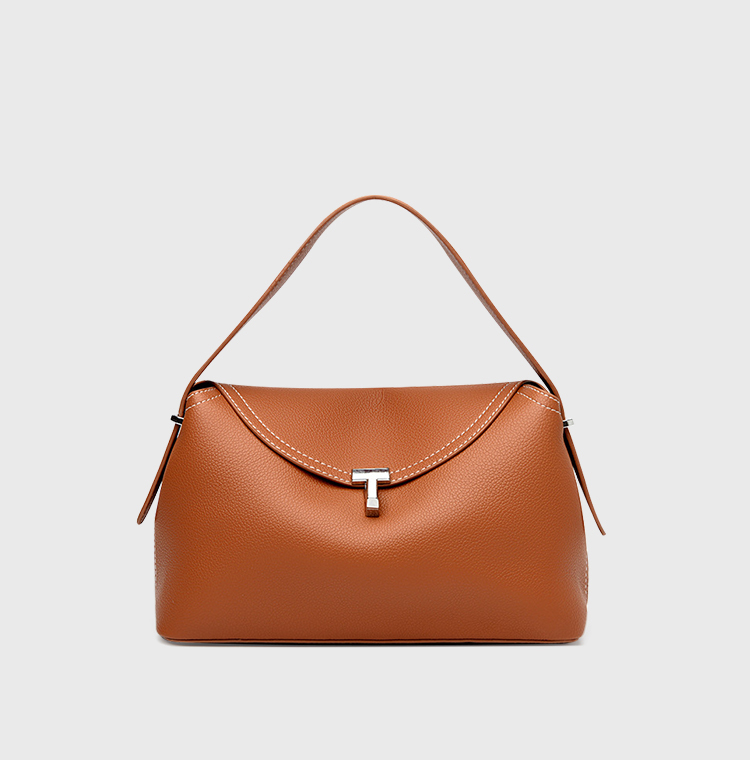 DEEPKEE original nubuck handmade full-grain genuine leather cowhide bag T 字鎖扣紋理感皮革手拿包 8093 號