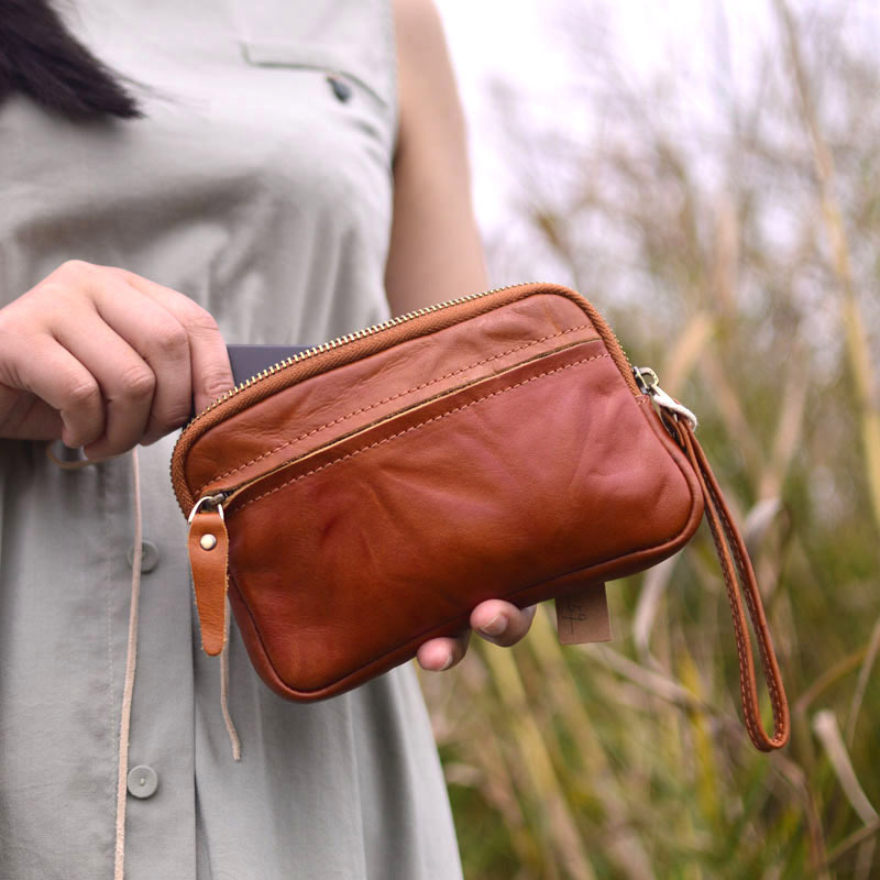 DEEPKEE original nubuck handmade full-grain genuine leather cowhide bag 復古手工真皮錢包手拿包 86005 號