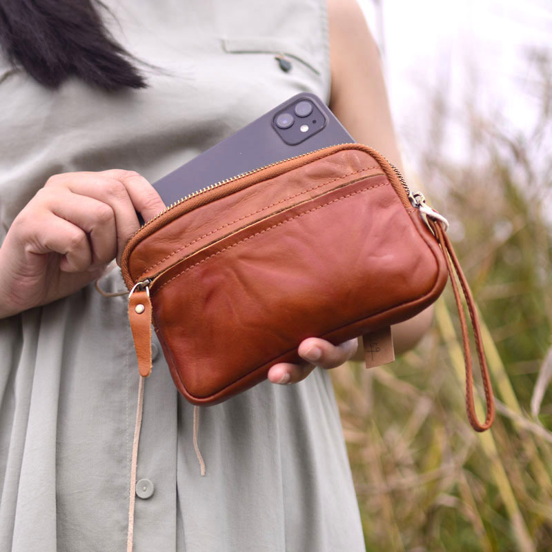 DEEPKEE original nubuck handmade full-grain genuine leather cowhide bag 復古手工真皮錢包手拿包 86005 號