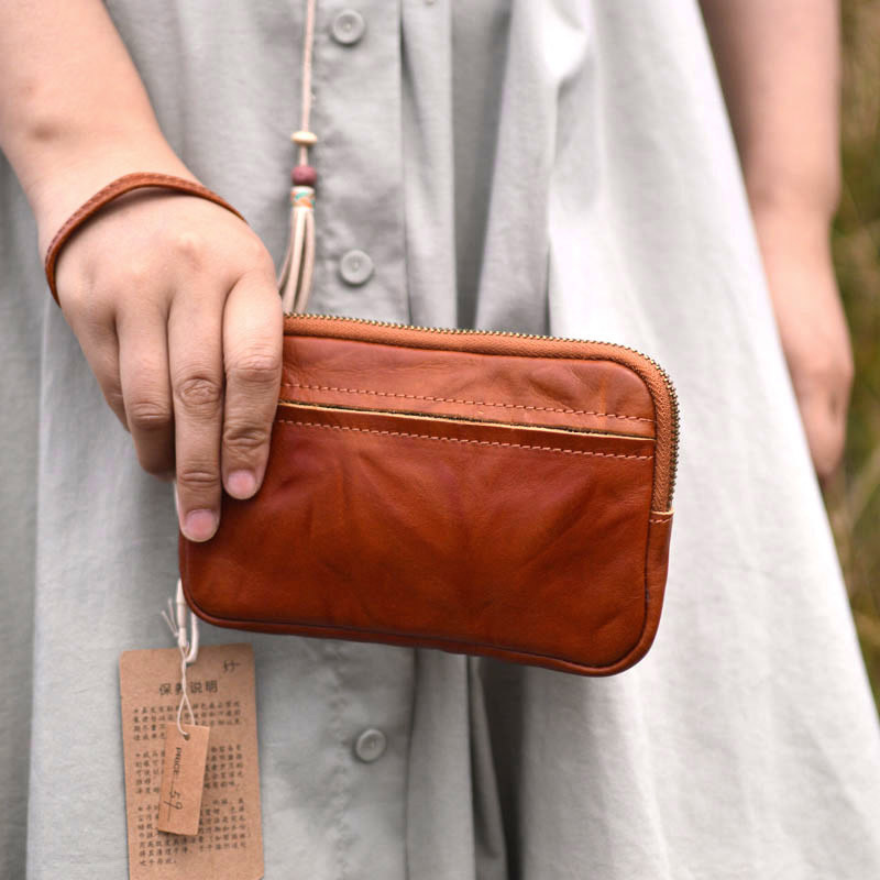 DEEPKEE original nubuck handmade full-grain genuine leather cowhide bag 復古手工真皮錢包手拿包 86005 號