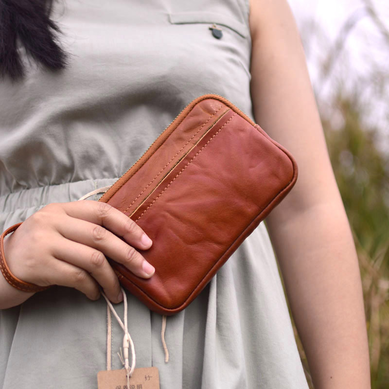 DEEPKEE original nubuck handmade full-grain genuine leather cowhide bag 復古手工真皮錢包手拿包 86005 號