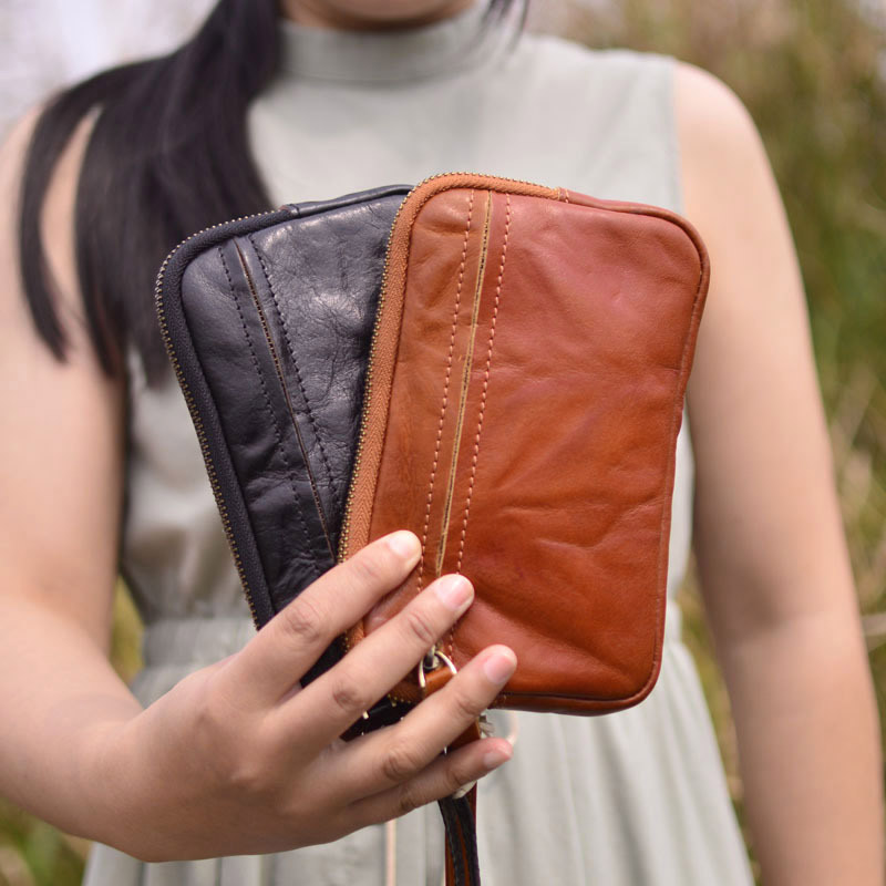 DEEPKEE original nubuck handmade full-grain genuine leather cowhide bag 復古手工真皮錢包手拿包 86005 號