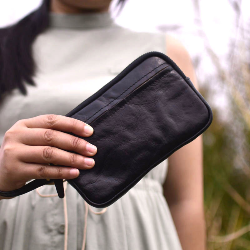 DEEPKEE original nubuck handmade full-grain genuine leather cowhide bag 復古手工真皮錢包手拿包 86005 號