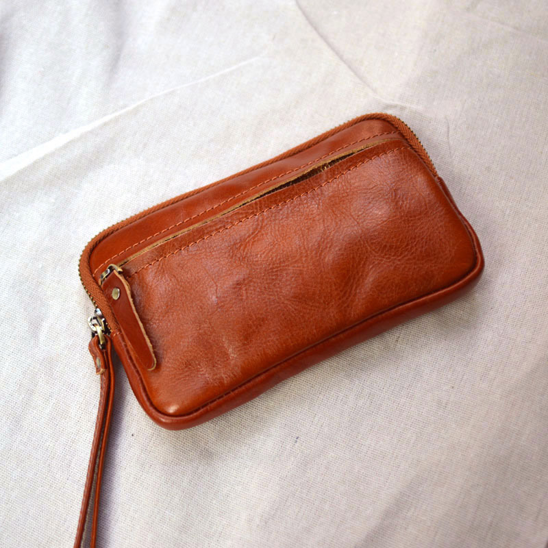 DEEPKEE original nubuck handmade full-grain genuine leather cowhide bag 復古手工真皮錢包手拿包 86005 號