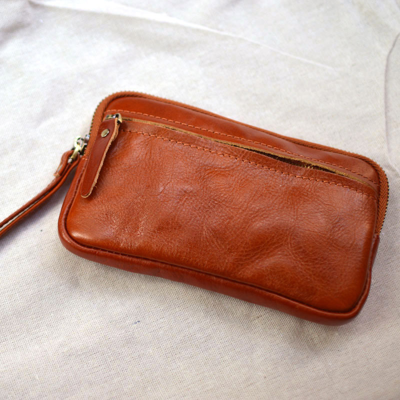 DEEPKEE original nubuck handmade full-grain genuine leather cowhide bag 復古手工真皮錢包手拿包 86005 號