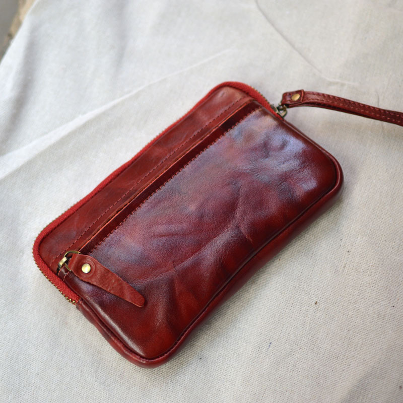 DEEPKEE original nubuck handmade full-grain genuine leather cowhide bag 復古手工真皮錢包手拿包 86005 號